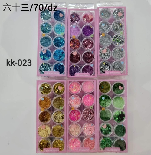[KK-023] [12u/cx]Decoración de uñas 10 piezas tonalidades en polvo en caja