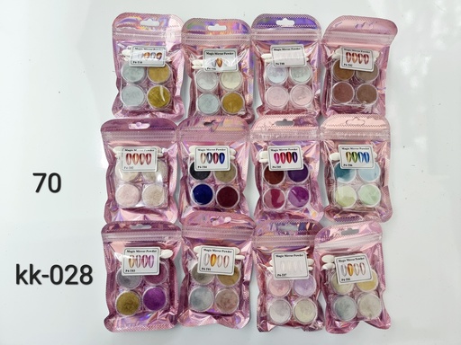 [KK-028] [12u/cx]Decoración de uñas 4 piezas polvo efecto espejo mágico