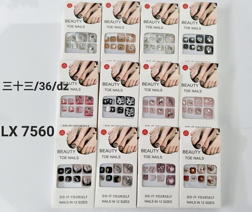 [LX-7560] [12u/cx]Uñas postizas para pies con múltiples diamantes