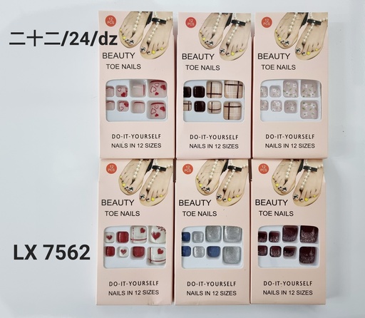 [LX-7562] [12u/cx]Uñas postizas para pies con impresión