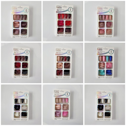 [LX-7555] [12u/cx]Uñas postizas 96 piezas forma ballet medio
