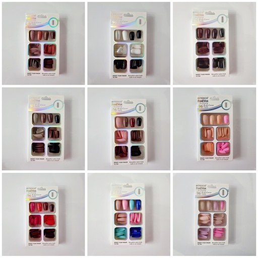 [LX-7556] [12u/cx]Uñas postizas 96 piezas forma cuadrada