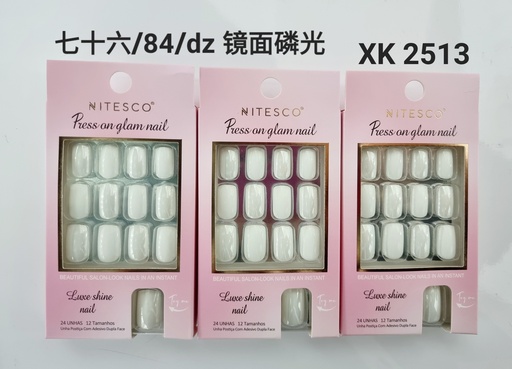 [XKQ-2513] [12u/cx]Uñas postizas 24 piezas 0063 (Forma cuadrada) esmalte fosforescente