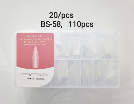 [BS-58] [1u/cx]Set de tips para uñas multifuncional largo en punta 300 piezas