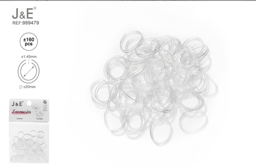 [989479] [24u/cx]Set de ligas finas pequeñas transparentes ±160 piezas