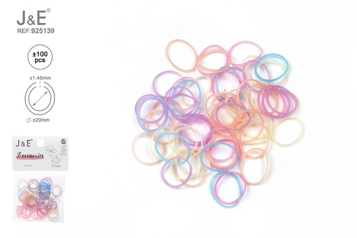 [925139] [24u/cx]Set de ligas pequeñas colores pastel claro ±100 piezas