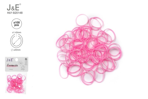 [925148] [24u/cx]Set de ligas pequeñas arcoíris rosa profundo ±100 piezas