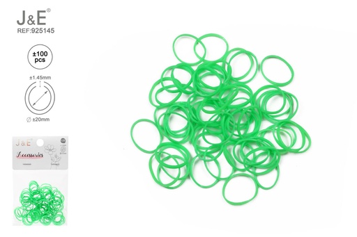 [925145] [24u/cx]Set de ligas pequeñas colores neón verde ±100 piezas