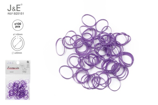 [925151] [24u/cx]Set de ligas pequeñas primavera violeta pastel ±100 piezas