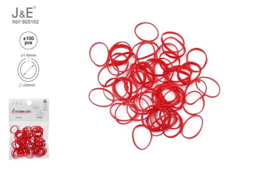 [925152] [24u/cx]Set de ligas pequeñas arcoíris rojo brillante ±100 piezas