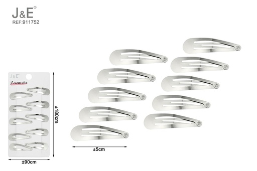 [911752] [12u/cx]Set de 10 pinzas BB plateadas 5 cm