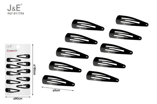 [911754] [12u/cx]Set de 10 pinzas BB negras 5 cm