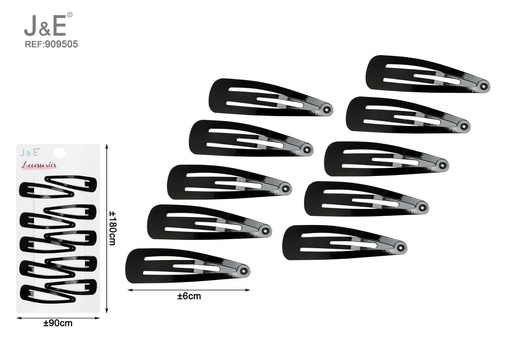 [909505] [12u/cx]Set de 10 pinzas de gota negras 6 cm