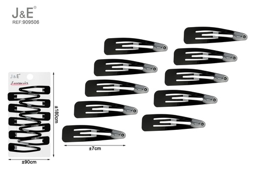 [909506] [12u/cx]Set de 10 pinzas de gota negras 7 cm
