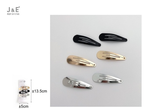 [911749] [12u/cx]Set de 6 Broches BB en negro, dorado y plateado