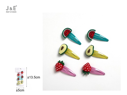 [919689] [12u/cx]Pinzas BB de frutas, 6 piezas