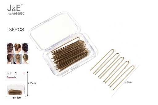 [989550] [12u/cx]Set de 36 horquillas U paralelas doradas 5 cm