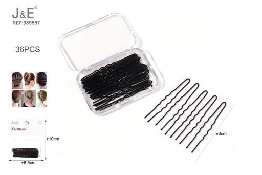 [989557] [12u/cx]Set de 36 horquillas U onduladas negras 6 cm