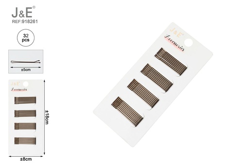 [918261] [24u/cx]Set de pinzas paralelas 5 cm color marrón 32 piezas