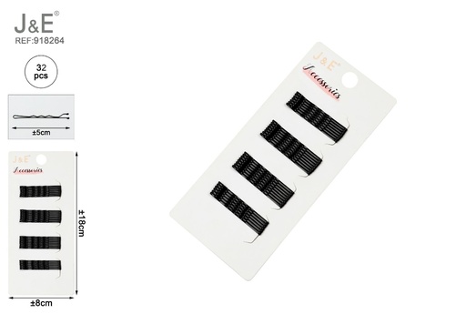 [918264] [24u/cx]Set de pinzas onduladas 5 cm negras 32 piezas