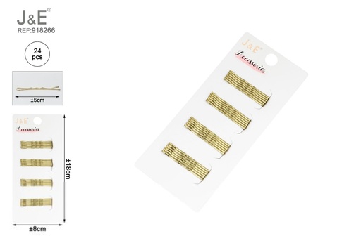 [918266] [24u/cx]Set de pinzas onduladas 5 cm doradas 24 piezas