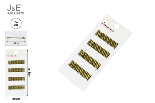 [918276] [24u/cx]Set de pinzas onduladas 6 cm doradas 24 piezas