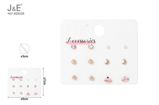 [929335] [6u/cx]Set de 6 pares de pendientes de botón