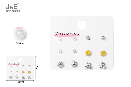 [929336] [6u/cx]Set de 6 pares de pendientes de botón