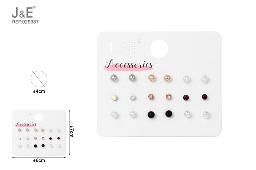 [929337] [6u/cx]Set de 9 pares de pendientes de botón