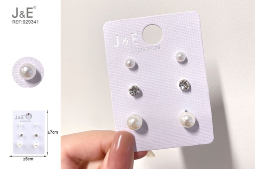 [929341] [6u/cx]Set de 3 pares de pendientes de botón