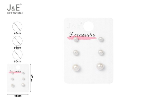 [929342] [6u/cx]Set de 3 pares de pendientes de botón