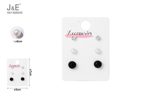 [929343] [6u/cx]Set de 3 pares de pendientes de botón