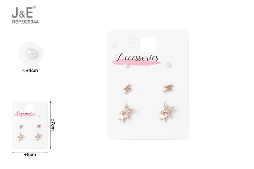 [929344] [6u/cx]Set de 3 pares de pendientes de botón