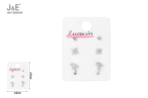 [929345] [6u/cx]Set de 3 pares de pendientes de botón