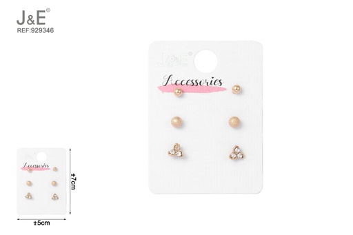 [929346] [6u/cx]Set de 3 pares de pendientes de botón