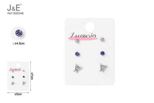 [929348] [6u/cx]Set de 3 pares de pendientes de botón