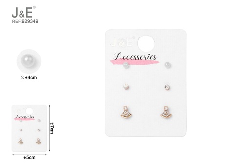 [929349] [6u/cx]Set de 3 pares de pendientes de botón