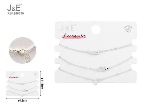 [988639] [6u/cx]Set de 3 pulseras de plata gruesa