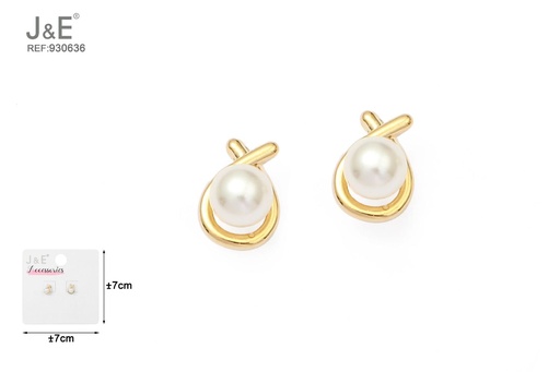 [930636] [6u/cx]Pendientes electrochapados en oro verdadero de 14K