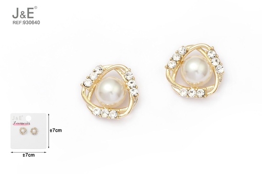 [930640] [6u/cx]Pendientes electrochapados en oro verdadero de 14K