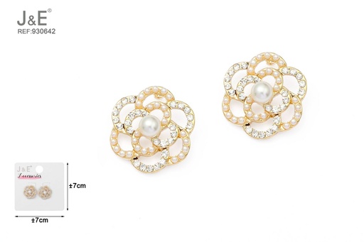[930642] [6u/cx]Pendientes electrochapados en oro verdadero de 14K