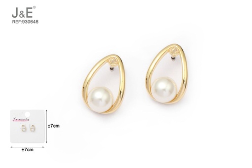 [930646] [6u/cx]Pendientes electrochapados en oro verdadero de 14K