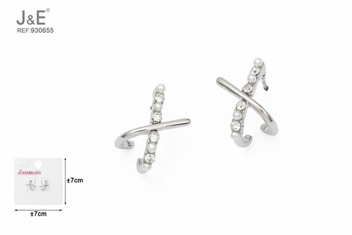 [930655] [6u/cx]Pendientes electrochapados en paladio blanco K