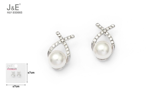 [930665] [6u/cx]Pendientes electrochapados en paladio blanco K