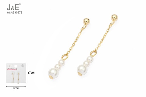 [930678] [6u/cx]Pendientes electrochapados en oro verdadero de 14K