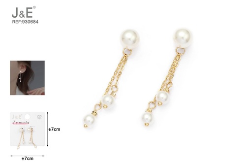 [930684] [6u/cx]Pendientes electrochapados en oro verdadero de 14K