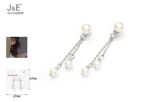[930685] [6u/cx]Pendientes electrochapados en paladio blanco K