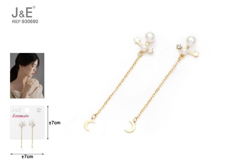 [930690] [6u/cx]Pendientes electrochapados en oro verdadero de 14K