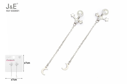 [930691] [6u/cx]Pendientes electrochapados en paladio blanco K