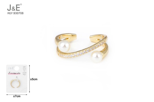 [930708] [6u/cx]Anillo electrochapado en oro verdadero de 14K